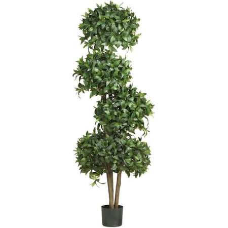 Nearly Natural Silk 69 in. Sweet Bay Topiary with 4 Balls Silk Tree 5244